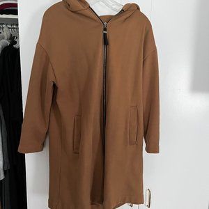 Zara Long Zipper jacket, size S, brown,